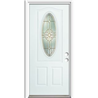 ReliaBilt Oval Lite Prehung Inswing Steel Entry Door Prehung (Common 80 in x 36 in; Actual 81 in x 37 in)