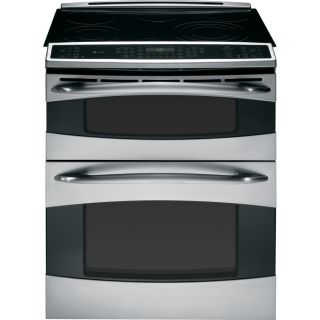 GE Profile 30 in Smooth Surface 5 Element 2.2 cu ft/4.4 cu ft Self Cleaning Convection Electric Range (Stainless Steel)