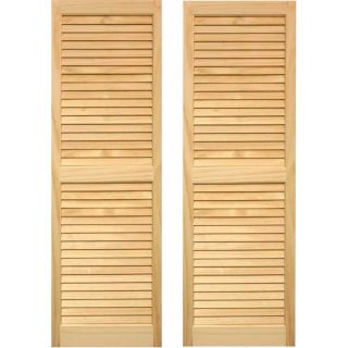 Pinecroft 2 Pack Unfinished Louvered Wood Exterior Shutters (Common 75 in x 15 in; Actual 75 in x 15 in)