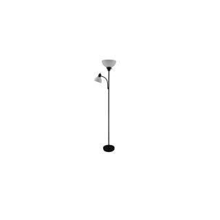 Style Selections 71 in Black Casual/Transitional Standard Torchiere with Side Light Indoor Floor Lamp with Plastic Shade
