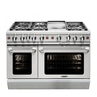 Capital Precision L 48 in 6 Burner 4.9 cu ft/2.7 cu ft Double Oven Convection Gas Range (Stainless Steel)