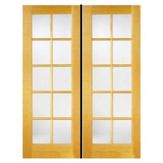 ReliaBilt 10 Lite French Solid Core Pine Reversible Interior French Door (Common 80 in x 48 in; Actual 81.5 in x 49.75 in)