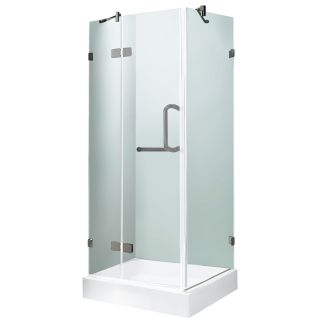 VIGO Frameless Showers 79.25 in H x 36.125 in W x 36.125 in L Brushed Nickel Square 3 Piece Corner Shower Kit