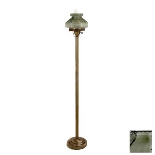 Summit 62 in 3 Way Switch Antique Brass Torchiere Indoor Floor Lamp with Glass Shade