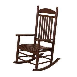 POLYWOOD Mahogany Recycled Plastic Slat Seat Outdoor Rocking Chair