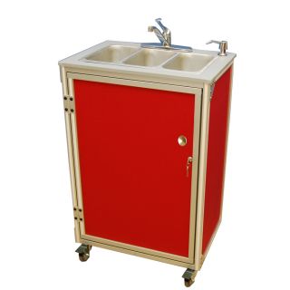 MONSAM Red Triple Basin Stainless Steel Portable Sink
