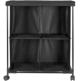 Style Selections 23.62 in x 27.95 in 4 Drawer Black Fabric Cart