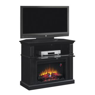 Chimney Free 40 in W 4,600 BTU Black Wood and Metal Corner or Wall Mount Electric Fireplace with Thermostat and Remote Control