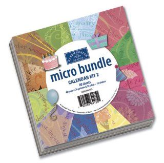 Karen Foster Design Micro Bundle Calendar Kit 2, 48 4 Inch by 4 Inch Papers and 12 4 Inch by 4 Inch Stickers