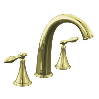 KOHLER Finial Vibrant French Gold 2 Handle Fixed Deck Mount Tub Faucet