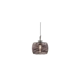 JESCO 4.12 in W Satin Nickel Art Glass Mini Pendant Light with Frosted Shade