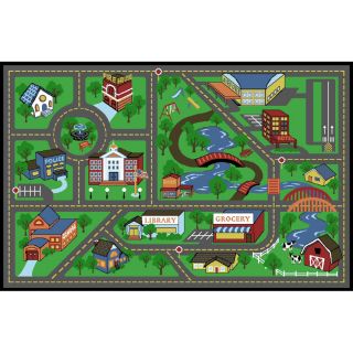 Style Selections My Town Rectangular Green Accent Rug