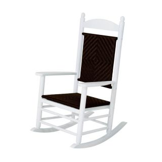 POLYWOOD White/Cahaba Recycled Plastic Woven Seat Outdoor Rocking Chair