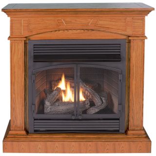 ProCom 44.52 in Dual Burner Vent Free Medium Oak Corner or Wall Mount Liquid Propane and Natural Gas Fireplace