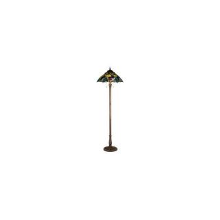Meyda Tiffany 64.5 in Mahogany Bronze Tiffany Style Indoor Floor Lamp with Glass Shade