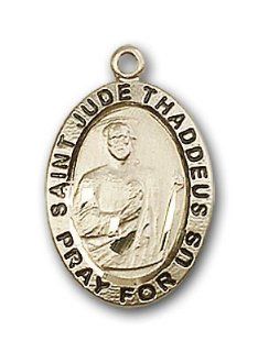 14kt Solid Gold Pendant Saint St. Jude Medal 3/4 x 1/2 Inches Desperate Situations 3983  Comes with a Black velvet Box Necklaces Jewelry