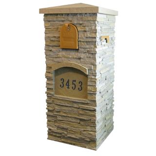NextStone 22 in x 52 in Western Taupe Lockable Post Mailbox