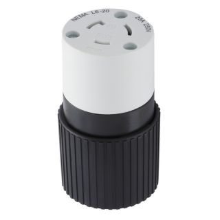 Hubbell 20 Amp 250 Volt Black/White 3 Wire Grounding Connector