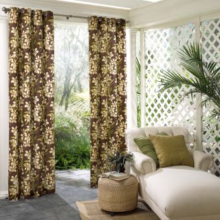 PARASOL 108 in L Bark Tropical Palm Outdoor Window Curtain Panel