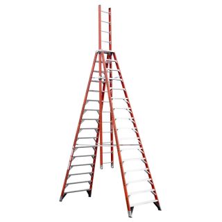 Werner 16 ft Fiberglass 300 lb Telescoping Type IA Trestle Ladder