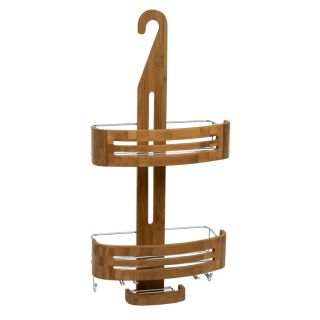 allen + roth 25 3/4 in H Over The Showerhead Wood Hanging Shower Caddy