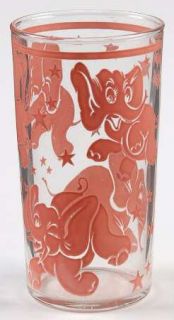 Hazel Atlas Pink Elephant Flat Iced Tea   Dancing Pink Elephants/Stars, Barware