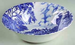 Ridgway (Ridgways) Meadowsweet Blue Coupe Cereal Bowl, Fine China Dinnerware   B