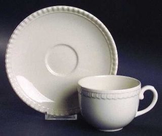 Royal Stafford Portsmouth Flat Cup & Saucer Set, Fine China Dinnerware   Ivory W