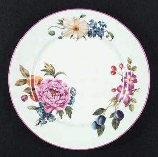 Royal Worcester Ashford (Red Trim) Dinner Plate, Fine China Dinnerware   Porcela