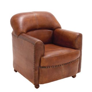 Woodland Imports The Wood Leather Arm Chair 80878 / 80879 Color Brown