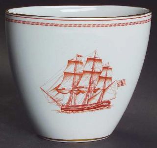 Spode Trade Winds Red Oval Vase, Fine China Dinnerware   Red Bands And Ships,Sca