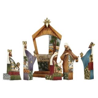 Wood Look Patterned Nativity Set   6 Piece