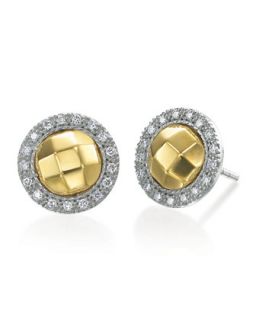 Two Tone Faceted Diamond Set Earrings