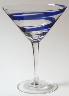 Pier 1 Swirline Cobalt Martini Glass   Cobalt Swirl Line On Clear