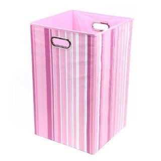 Modern Littles Folding Laundry Basket, Pink Stripes  Nursery Hampers  Baby