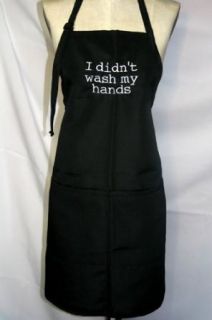 Black Embroidered Apron "I didn't wash my hands" Clothing