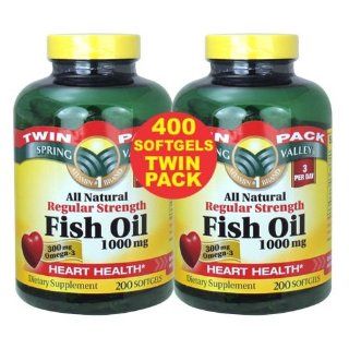 Spring Valley   Fish Oil Omega 3, 1000 mg, 400 Softgels, Twin Pack Health & Personal Care