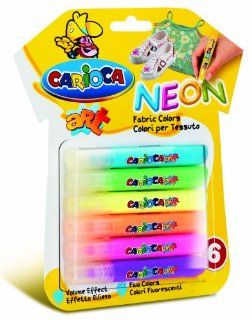 Carioca 3D Raised Effect Fabric Pens (Set of 6 Neon Colors) Toys & Games