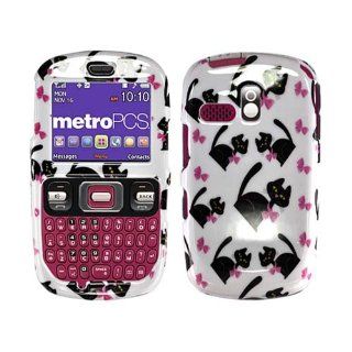 Hard Plastic Snap on Cover Fits Samsung R350 R351 Freeform Cat Bow Tie with White Glossy MetroPCS (does not fit Samsung R360 Freeform II) Cell Phones & Accessories