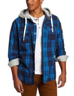 ecko unltd. Men's Either On Or Off Hooded Woven Shirt, Deep Blue, Large at  Mens Clothing store
