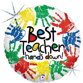 Best Teacher Hands Down Painted 18" Mylar Balloon Health & Personal Care