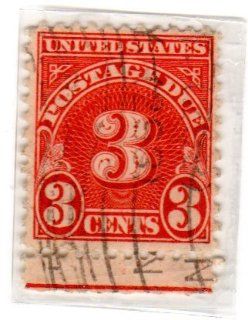 Postage Stamps United States. One Single 3 Cent Carmine Postage Due Stamp Dated 1930, Scott #J72. 