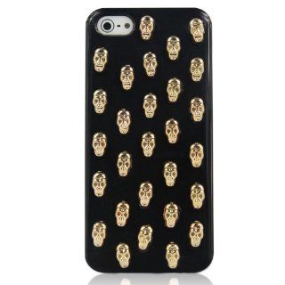 Sanheshun Fashion Golden Chrome Skull Hard Plastic Back Case Cover Skin Compatible with Iphone 5 5g Color Black Cell Phones & Accessories
