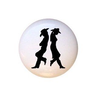Cowboy Cowgirl Silhouette Drawer Pull Knob   Cabinet And Furniture Knobs  