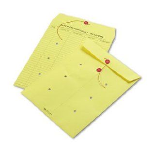 Colored Paper String & Button Interoffice Envelope, 10 x 13, Yellow, 100/Box by QUALITY PARK (Catalog Category Paper, Envelopes & Mailers / Envelopes)