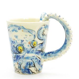 Octopus Mug 00003 Ceramic 3D Cup Handmade Animal Lover Marine Life Gifts Original Handcrafted Coffee Cup Sculpt and Paint  