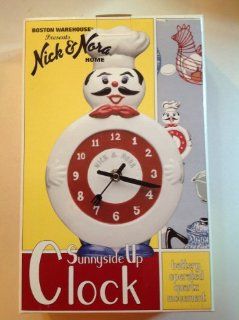 Nick and Nora Sunnyside Up Battery Operated Quartz Movement Retro Chef Clock   Wall Clocks