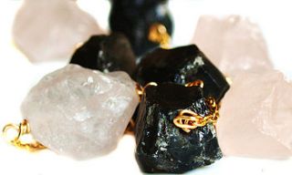 rose quartz and smoky quartz nugget necklace by prisha jewels