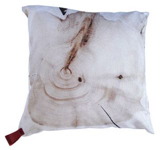 wood slice cushion cover by lotta cole design
