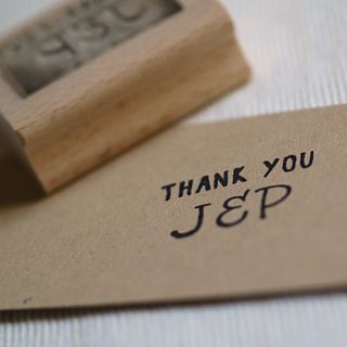 personalised initials thank you message stamp by pretty rubber stamps